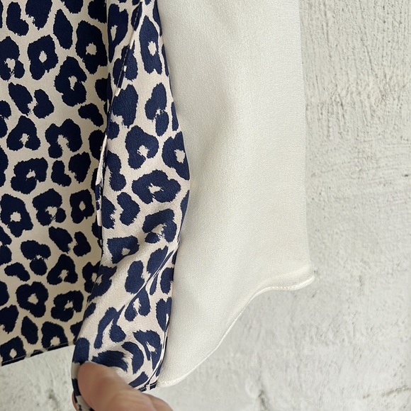 3.1 Phillip Lim Navy/Ivory Silk Chiffon Leopard Print Ruffled Tank Size 4 - Picture 3 of 10